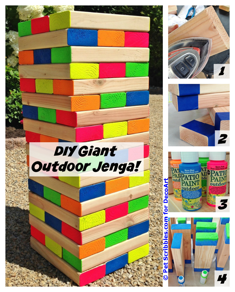 DIY Outdoor Jenga
 How to make a colorful outdoor giant Jenga game Pet