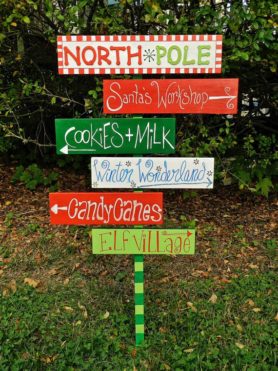 DIY Outdoor Sign
 The North Pole Sign Christmas Outdoor Sign Wood North