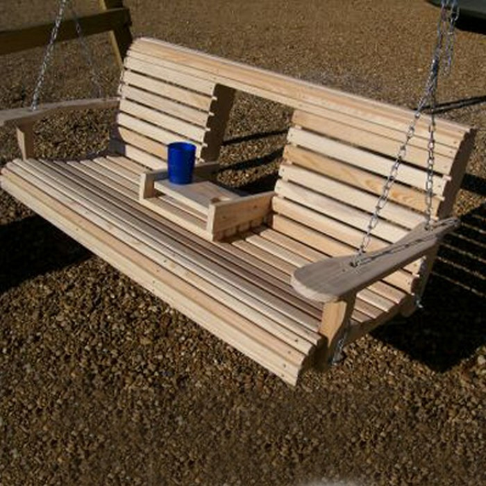 DIY Outdoor Swing
 Unwind in your yard with a DIY wood porch swing with cup