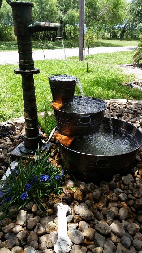 DIY Outdoor Water Fountain
 Galvanized Water Trough Fountain DIY with antique Water