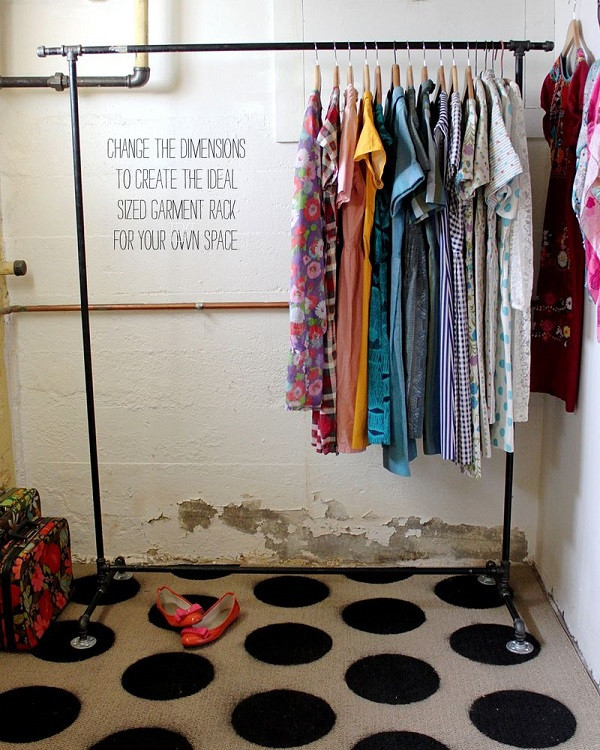 DIY Pipe Clothing Rack
 Chic DIY Clothes Rack Ideas