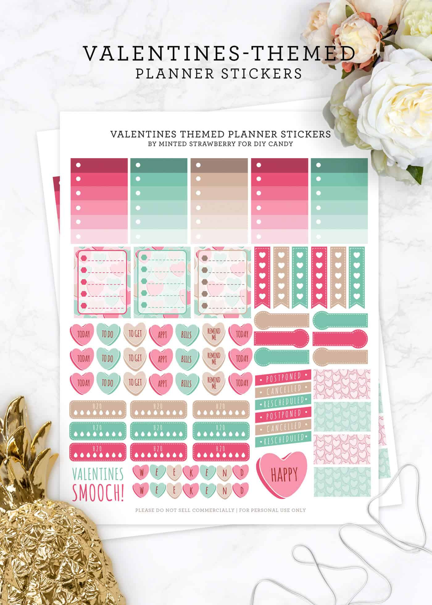 DIY Planner Stickers
 Free Valentines Themed Stickers for Planners DIY Candy