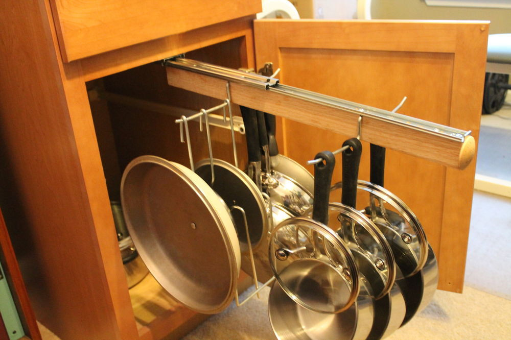 DIY Pots And Pans Rack
 Legalized Pot Rack H D Pull Out Hanging Pot and Pan Lid