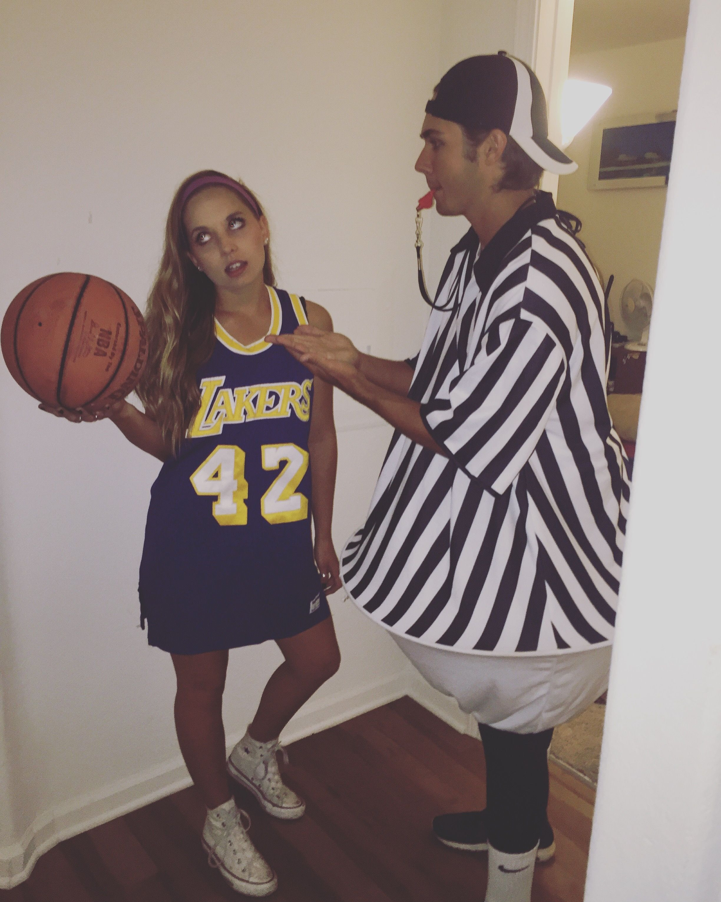 DIY Referee Costume
 Referee and a basketball player DIY costume