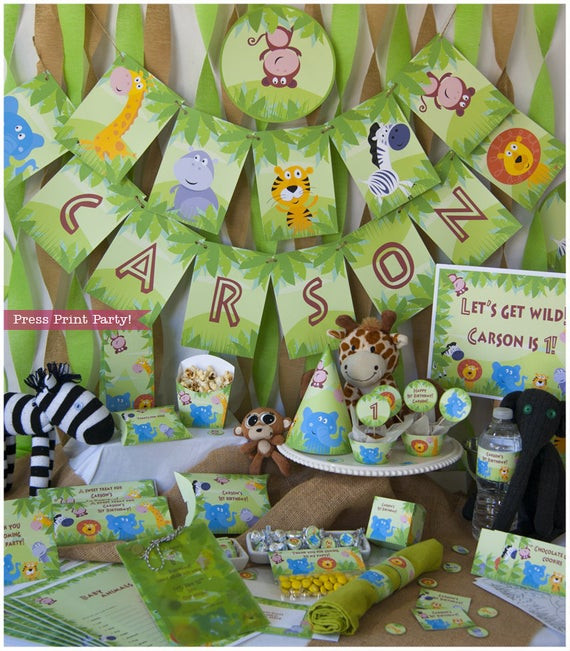 DIY Safari Baby Shower Decorations
 Jungle Safari Party Birthday or Baby Shower Printables DIY