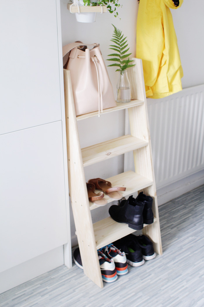 DIY Shoe Rack For Small Closet
 DIY Ladder Shelf Shoe Storage – Design Sponge
