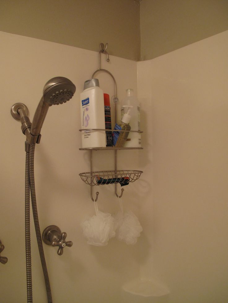 DIY Shower Organizer
 another way to hang shower caddy