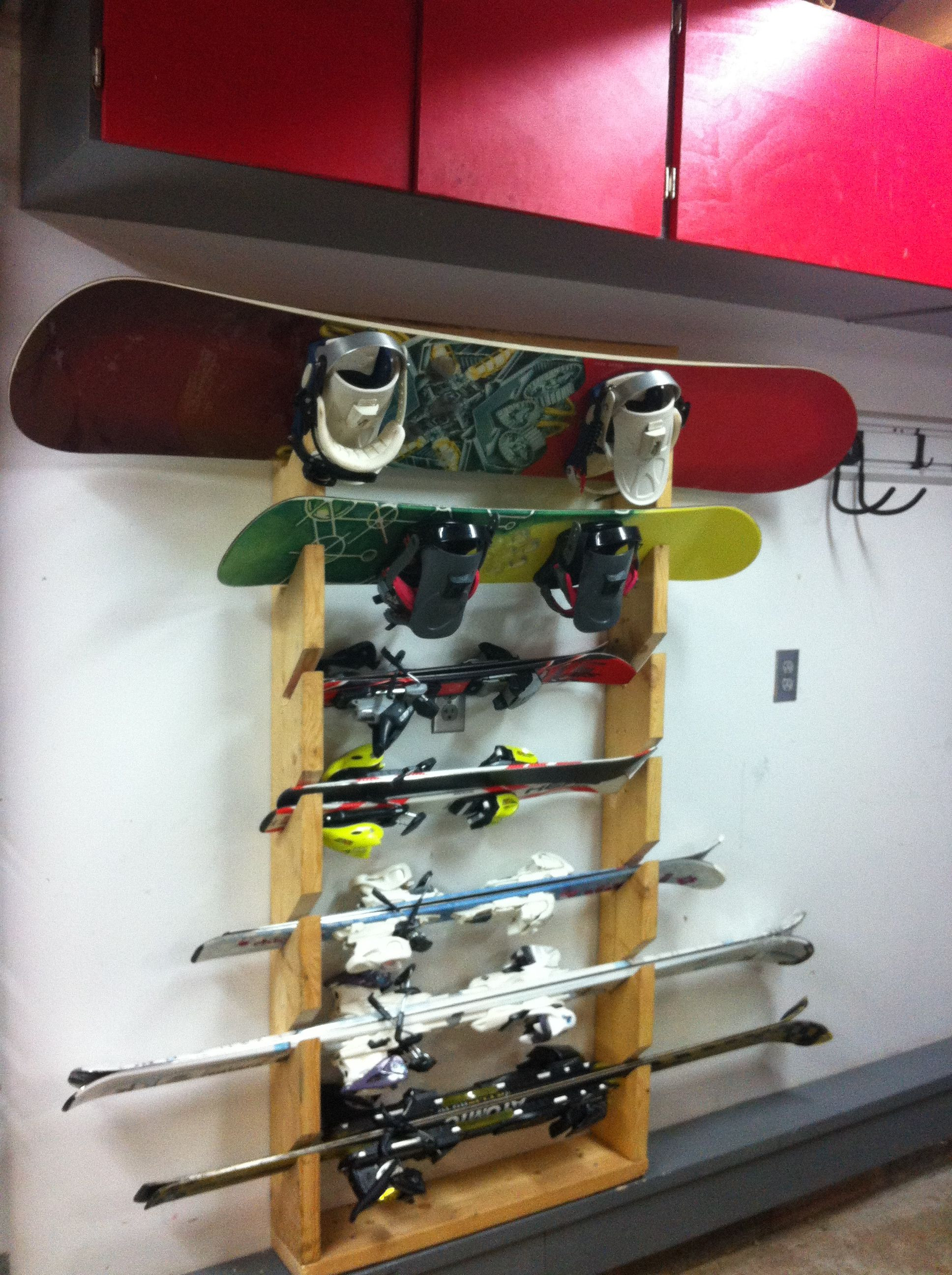 DIY Storage Rack
 Ski & snowboard rack DIY would work for brooms and