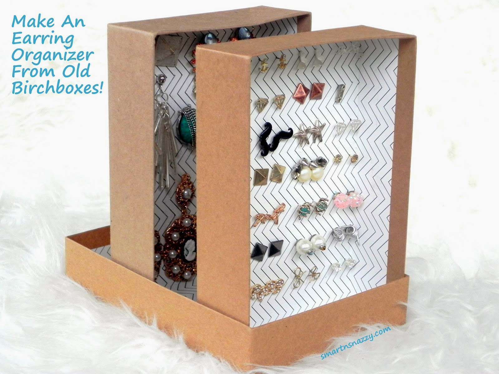 DIY Stud Earring Organizer
 Smart n Snazzy DIY Upcycled Birchboxes Into Earring