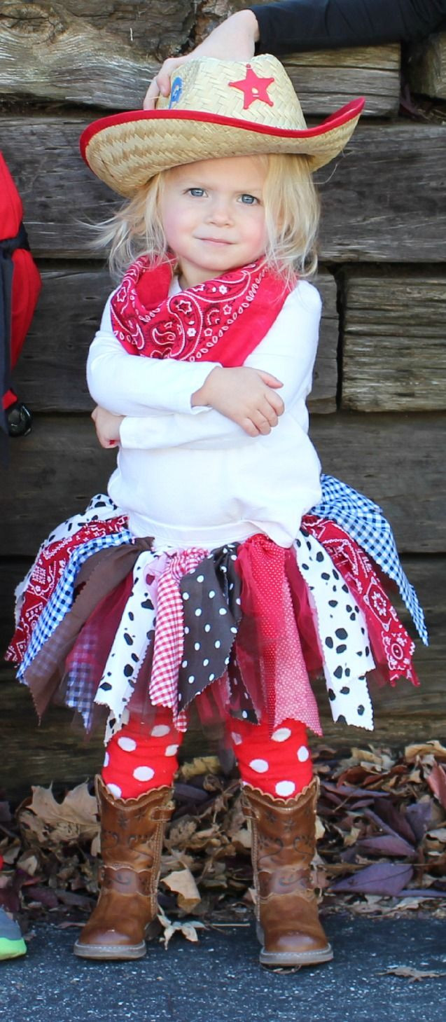 DIY Toddler Cowboy Costume
 Toddler Cowgirl Halloween Costume fabric cowgirl Tutu