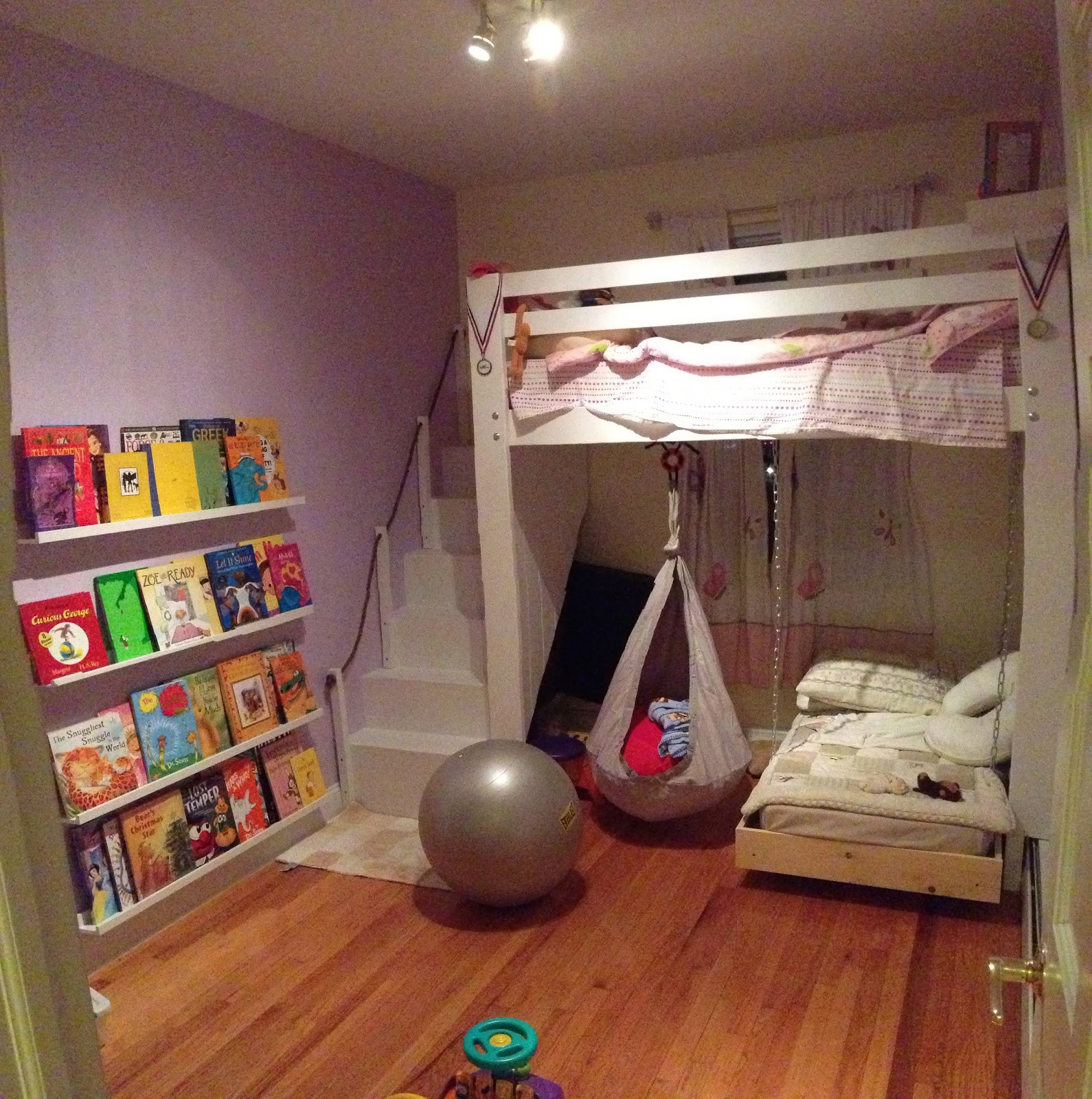 DIY Toddler Loft Bed
 Kids Space Loft bed bunk bed build with hanging toddler