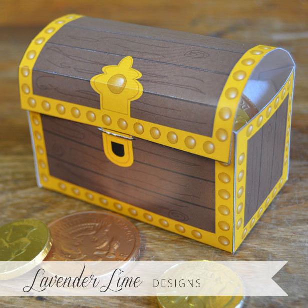 DIY Treasure Box
 Printable DIY Pirate Treasure Chest Favor Boxes
