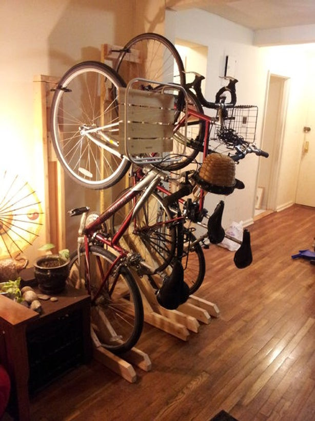 DIY Vertical Bike Rack
 Vertical Bike Rack from 2x4s