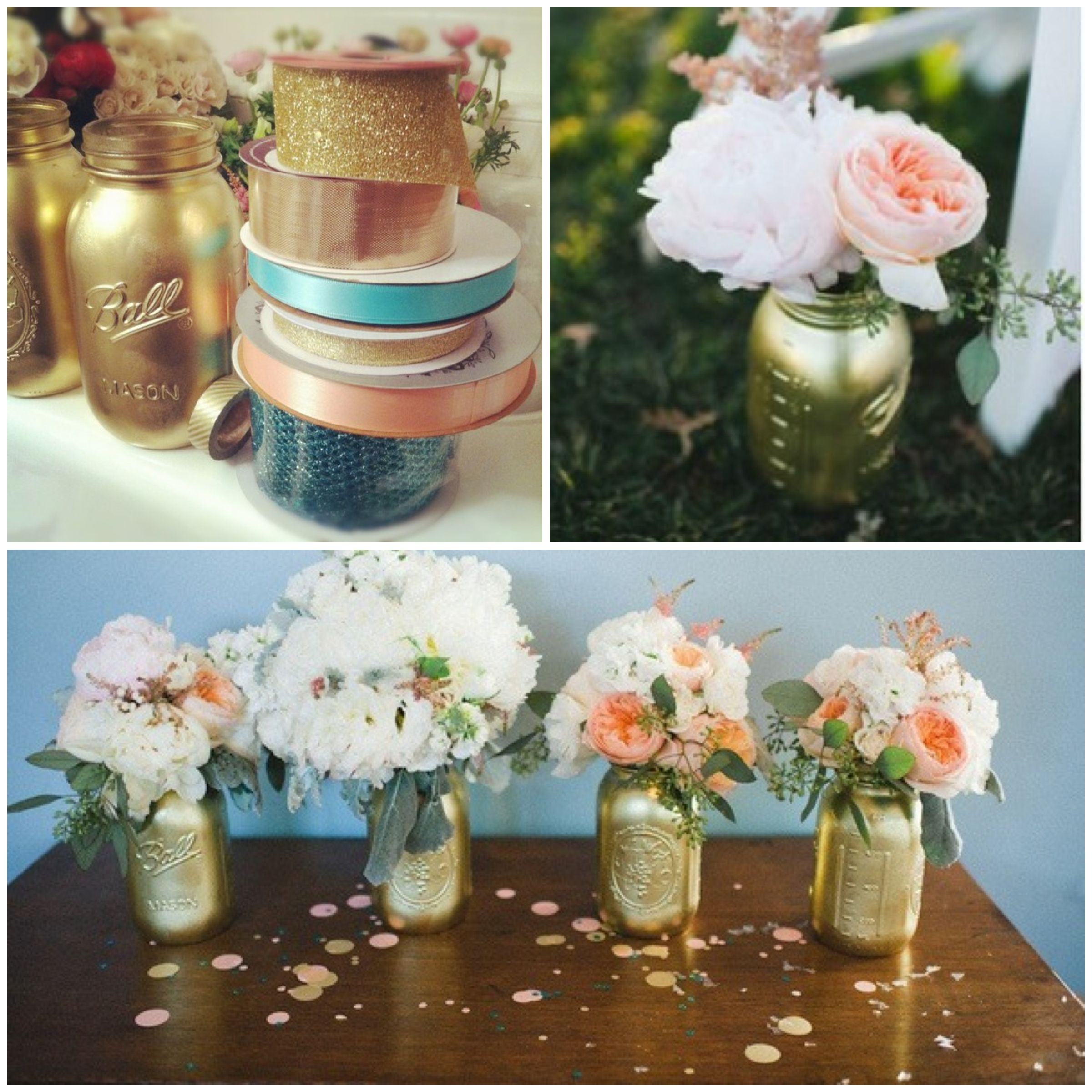 DIY Wedding Centerpieces Without Flowers
 DIY Gold Mason Jars