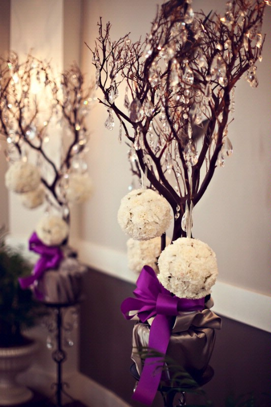DIY Wedding Centerpieces Without Flowers
 Purple wedding table decor