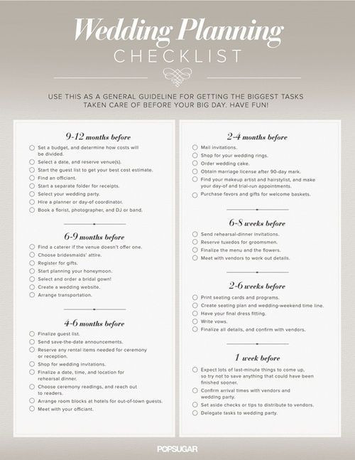 DIY Wedding Checklist
 Best 25 Diy wedding planning checklist ideas on Pinterest