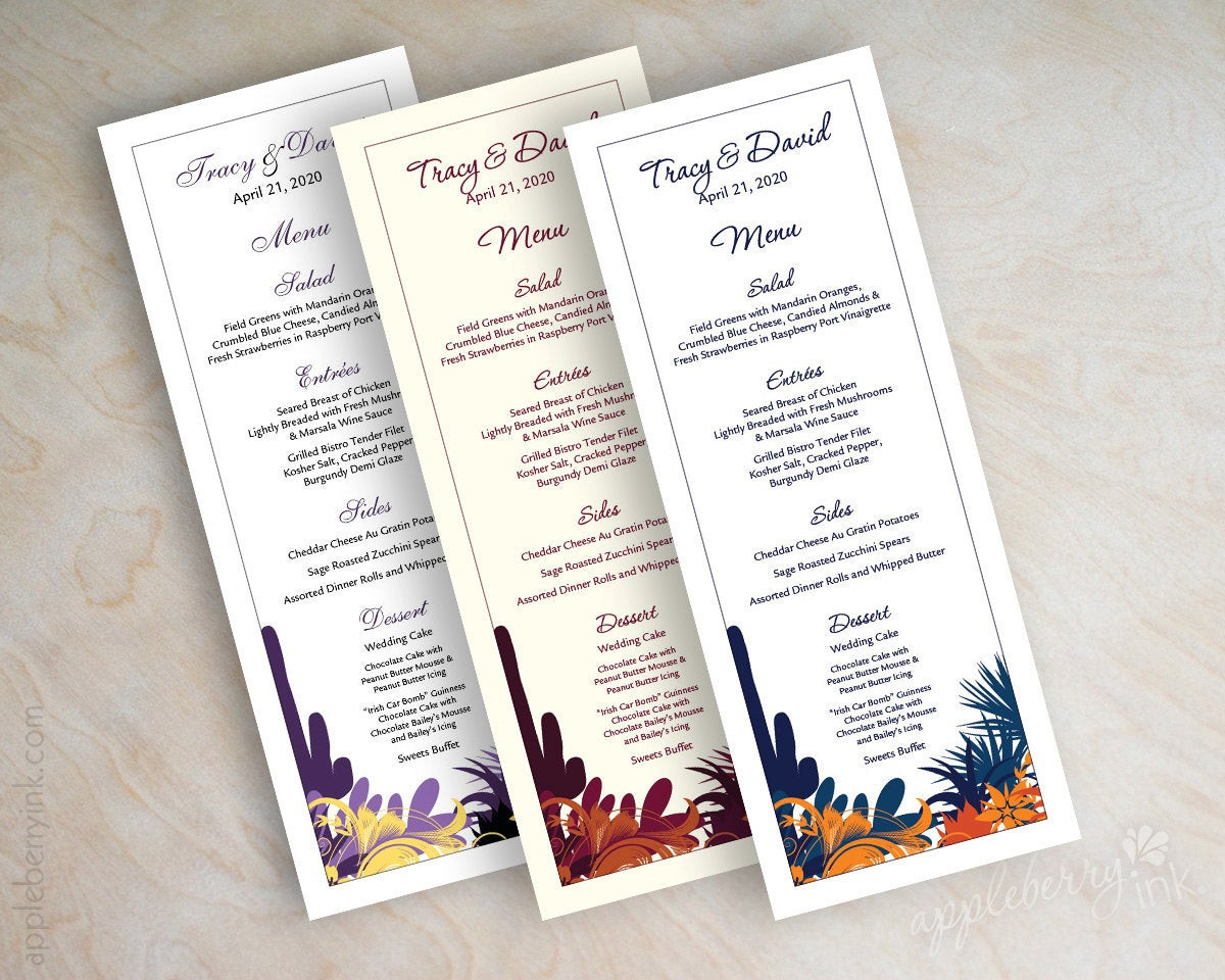 DIY Wedding Menu Cards
 Wedding menu cards printable wedding menus diy wedding