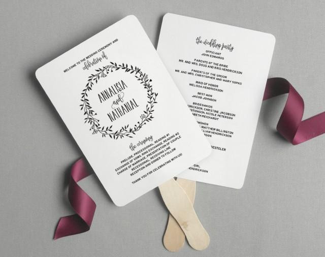 DIY Wedding Program Fans Template
 Wedding Program Fan Wedding Program Printable Rustic