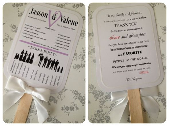 DIY Wedding Program Fans Template
 My DIY bridal party silhouette program paddle fans