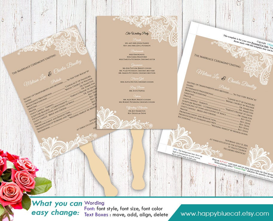 DIY Wedding Program Fans Template
 DiY Printable Wedding Fan Program Template Instant Download