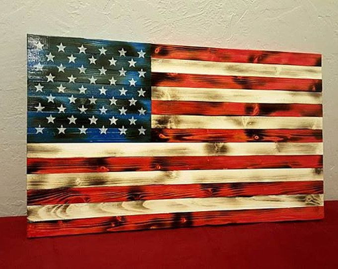 DIY Wood Burned American Flag
 Wood Flag Wooden flag Barn Wood flag Rustic Flag Flag