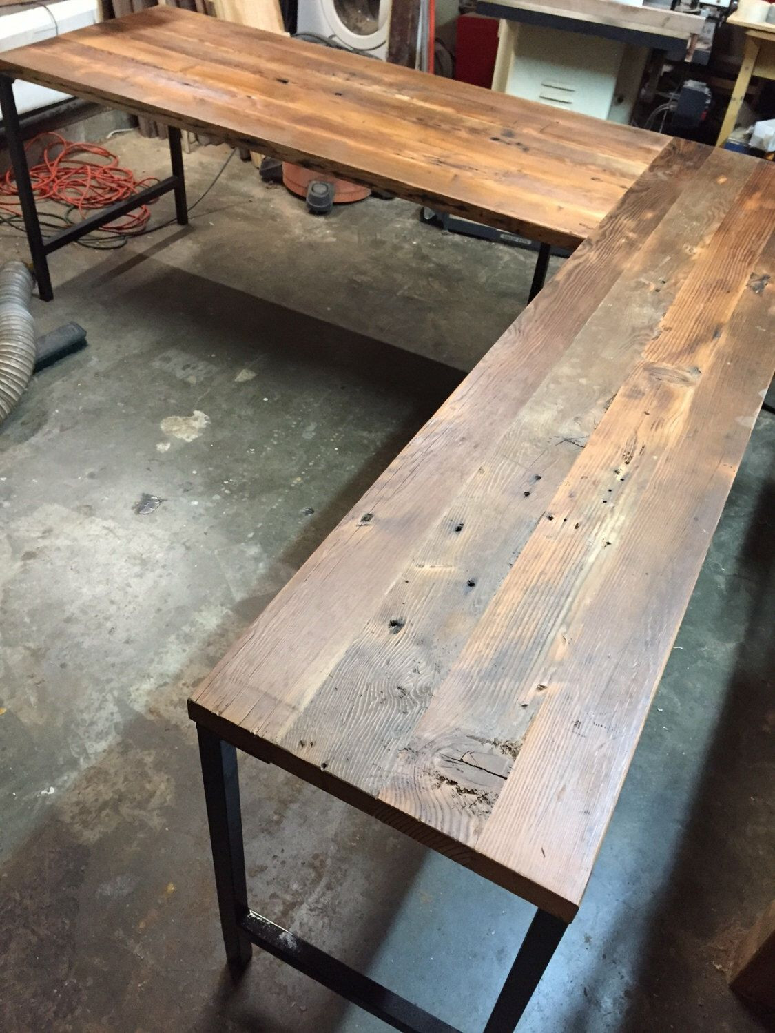 DIY Wood Desks
 L Shaped Desk Reclaimed Wood Desk Industrial Modern