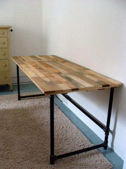 DIY Wood Desks
 Salvaged Wood and Pipe Desk by riotousdesign on Etsy $650