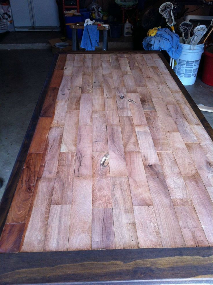 DIY Wood Table Top Ideas
 Kitchen Table Mesquite wood flooring used for the table