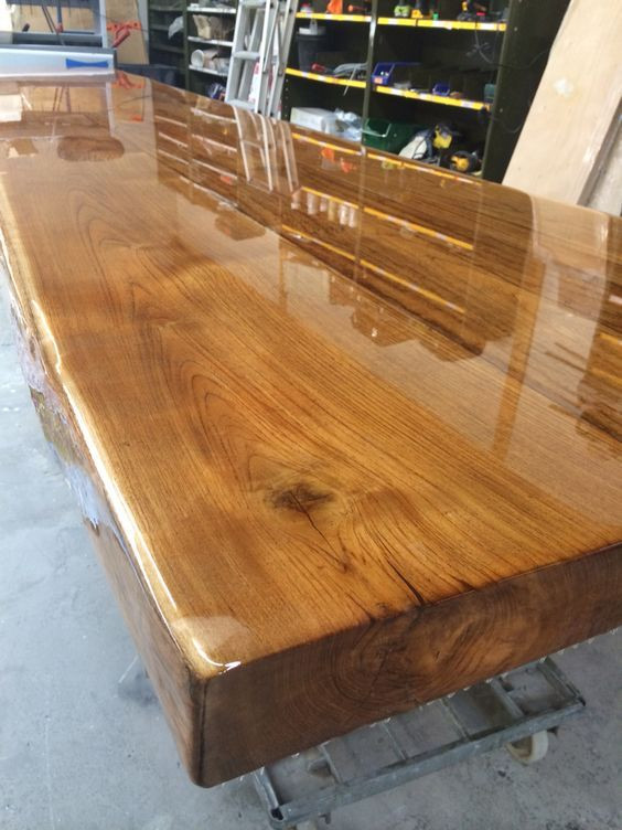DIY Wood Table Top Ideas
 Oak table top with transparent epoxy