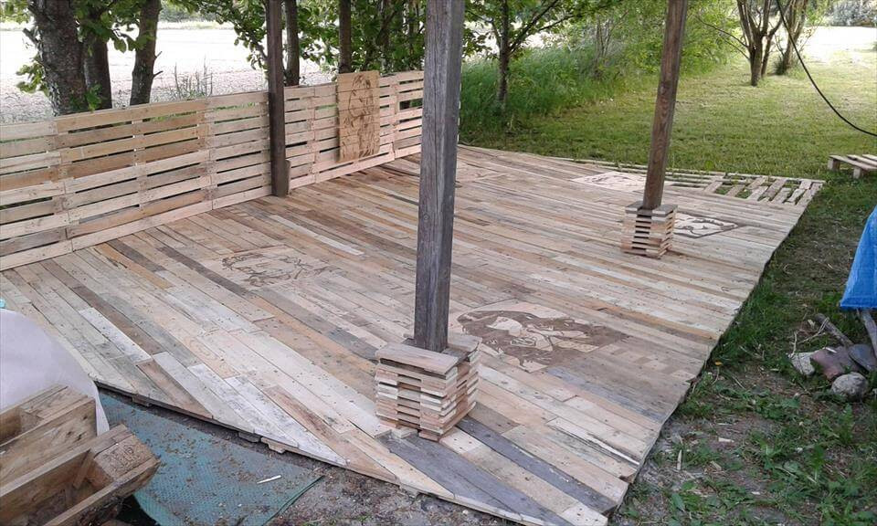 DIY Wooden Deck
 Pallet Deck Construction DIY Patio Furniture 101