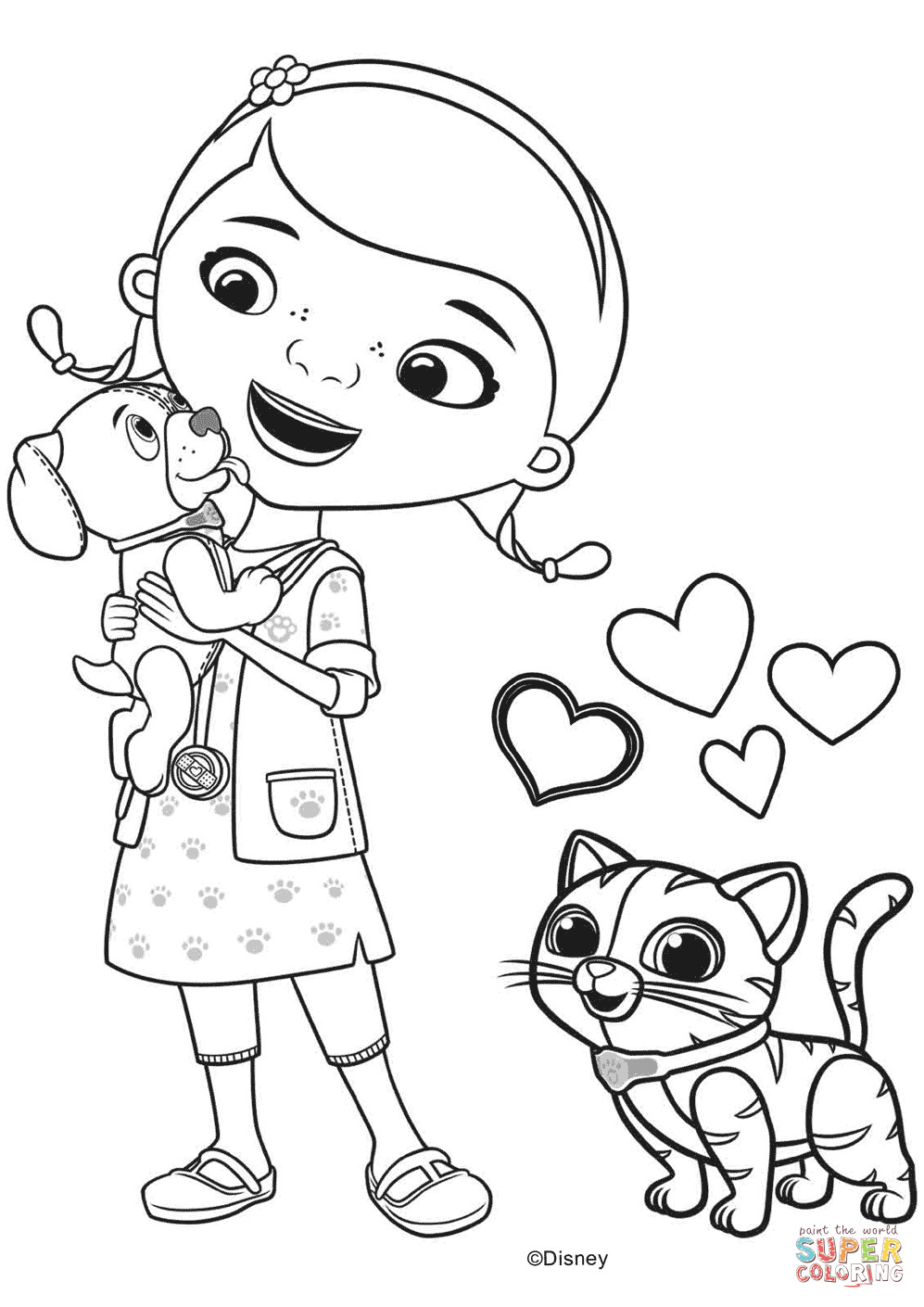 Doc Mcstuffins Printable Coloring Pages
 Doc McStuffins with Findo and Whispers coloring page