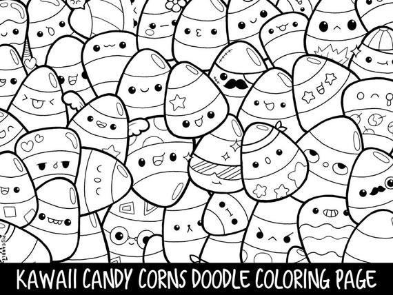 Doodles For Teenage Boys Coloring Pages
 Candy Corns Doodle Coloring Page Printable Cute Kawaii