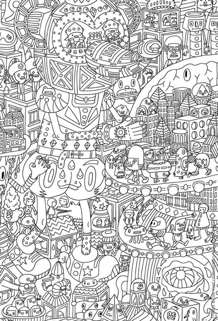 Doodles For Teenage Boys Coloring Pages
 Very challenging coloring page for Adults Free Printable