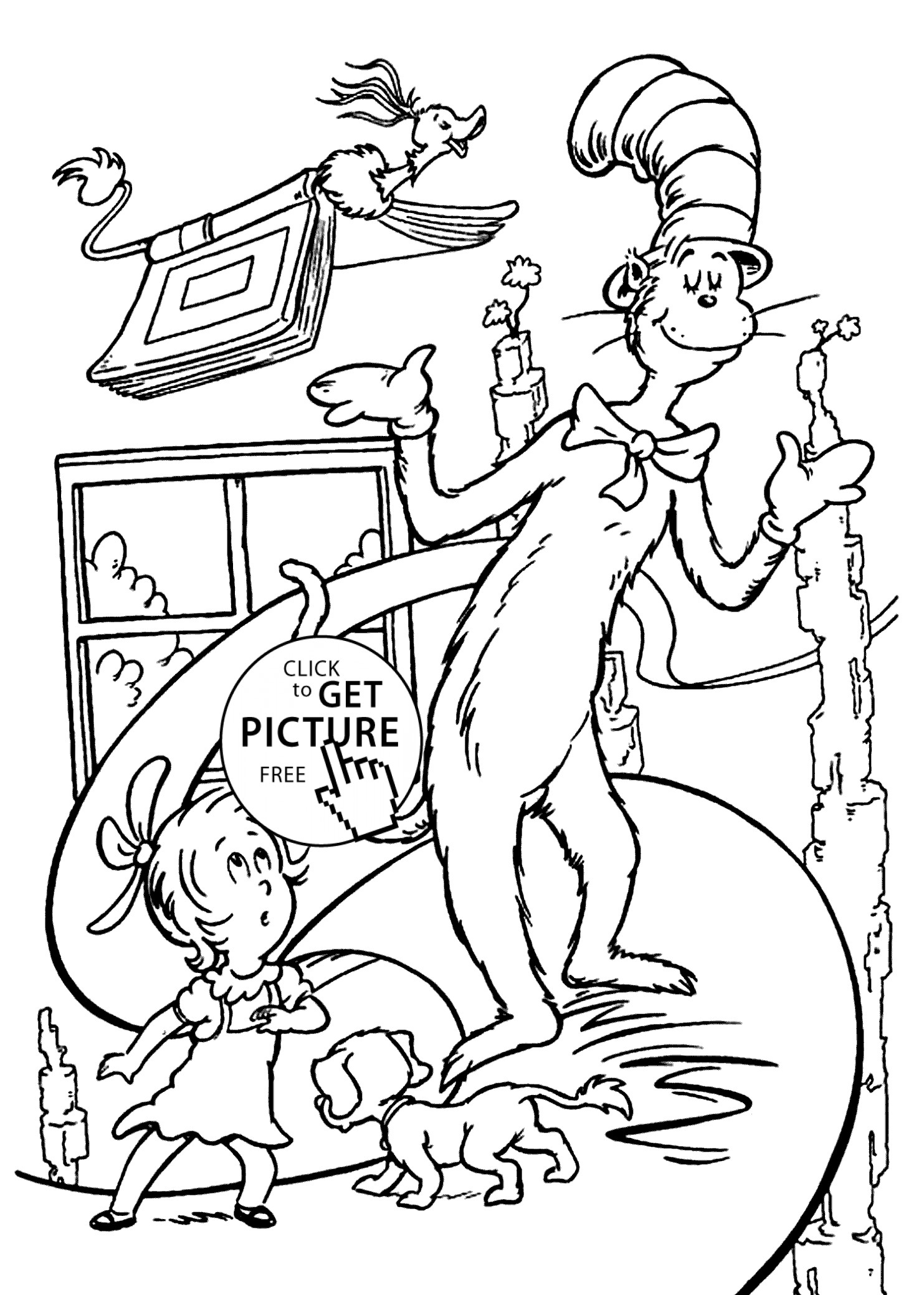 Dr.Seuss Coloring Pages Printable
 Funny Сat in the hat coloring pages for kids printable