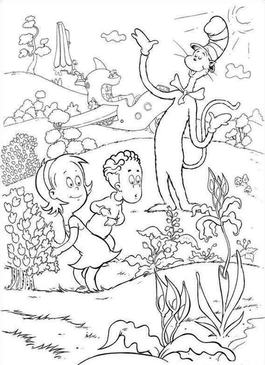 Dr.Seuss Coloring Pages Printable
 Free Printable Cat in the Hat Coloring Pages For Kids