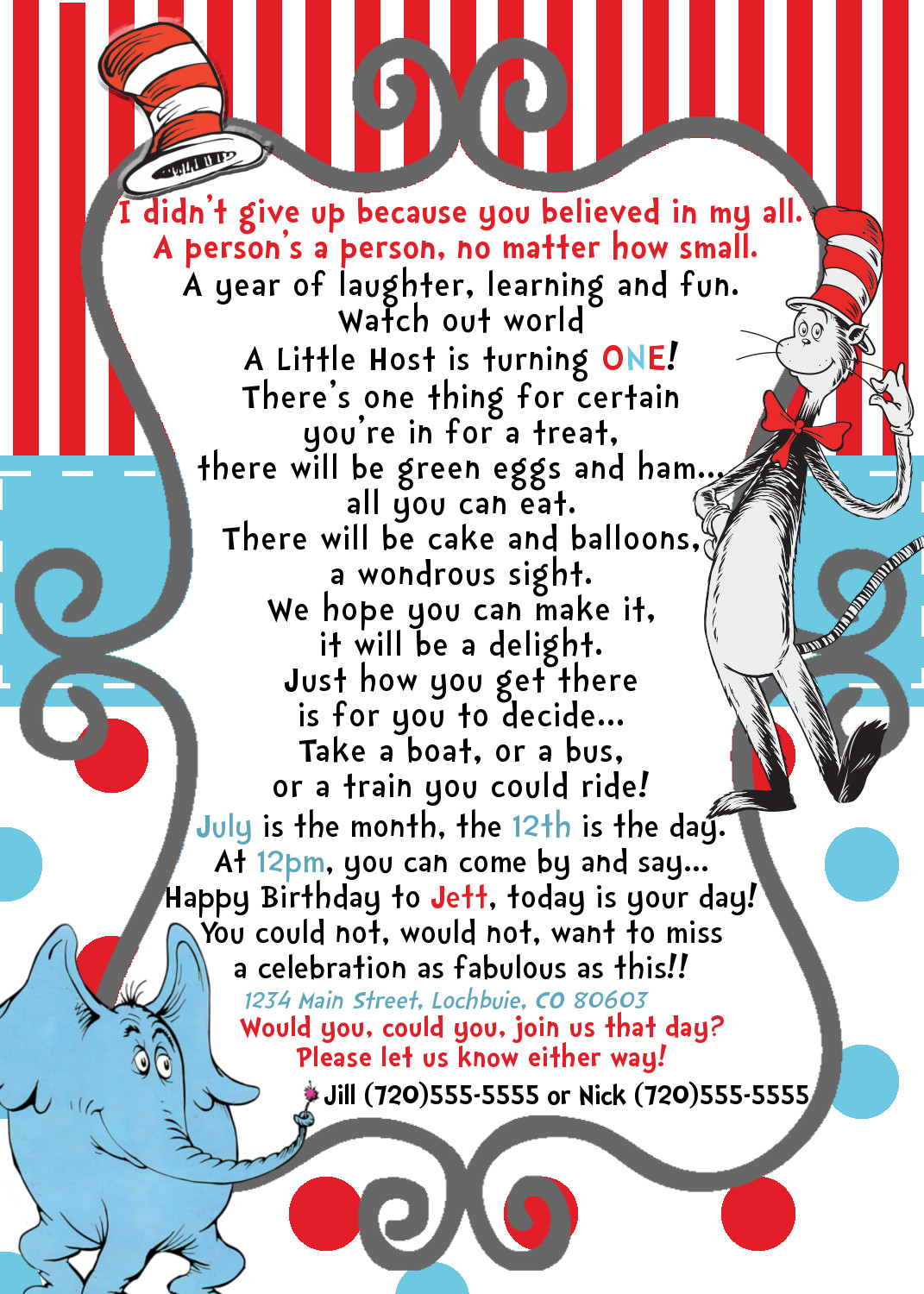 Dr Seuss Invitations Birthday
 Preemie Dr Seuss Birthday Invitation YOU Print on Storenvy