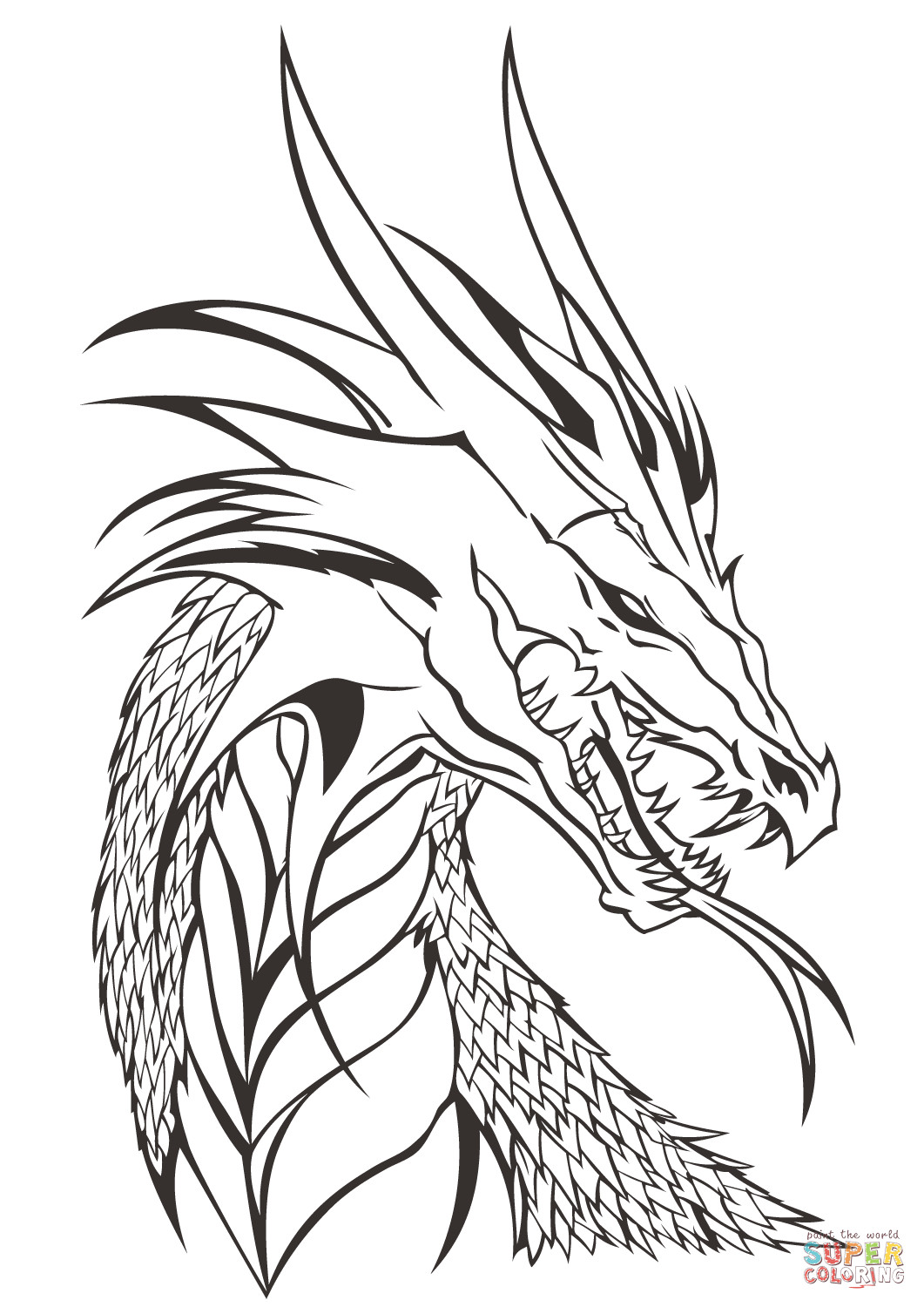 Dragon Coloring Pages Free Printable
 Dragon Head coloring page