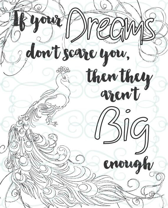 Dream Girl Coloring Book
 Adult Inspirational Coloring Page printable 05 Dream Big
