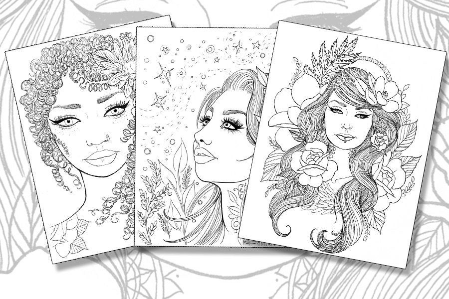 Dream Girl Coloring Book
 Girls with Tattoos Pack Adult Coloring Pages Magnolias
