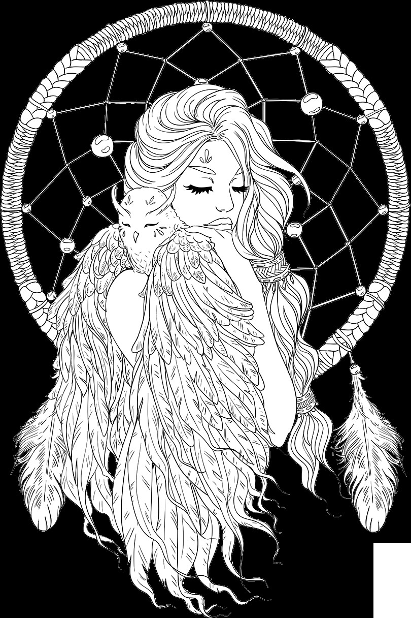 Dream Girl Coloring Book
 lineartsy free adult coloring page dreamcatcher lined