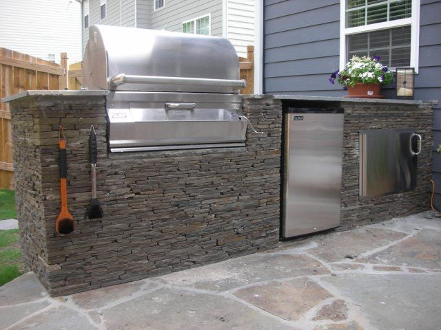 Drop In Grills For Outdoor Kitchens
 Outdoor Kitchen with sacked stone drop in grill