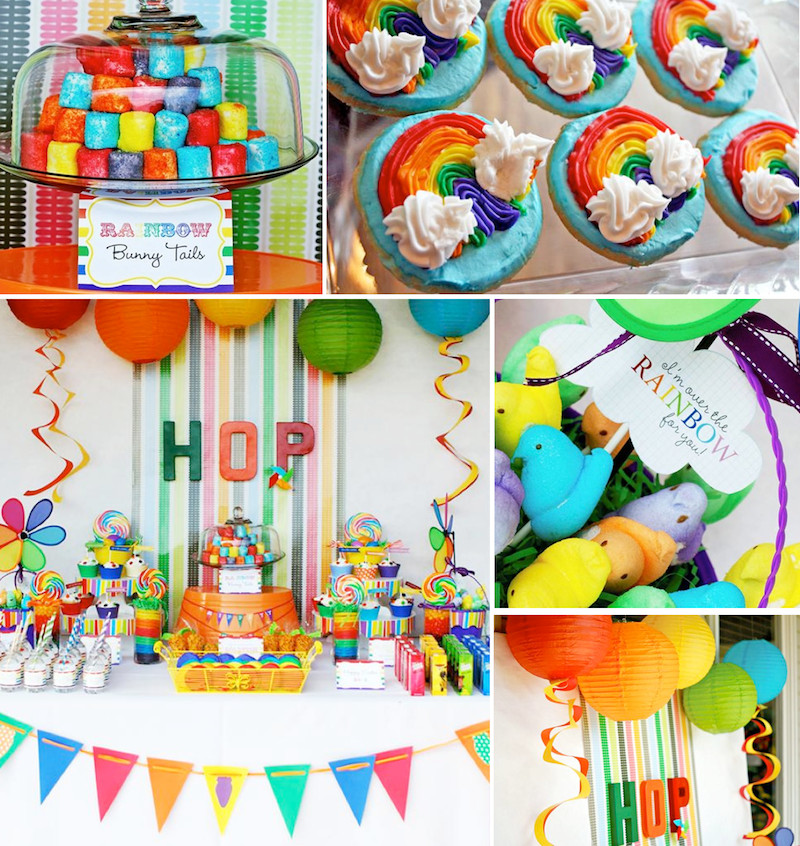 Easter Egg Party Ideas
 Kara s Party Ideas Rainbow Easter Hop Girl Boy Colorful