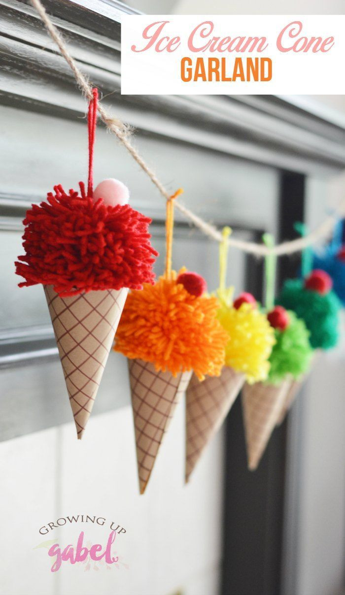 Easy Summer Party Decoration Ideas
 Make yarn pom poms and paper cones in to a bright and