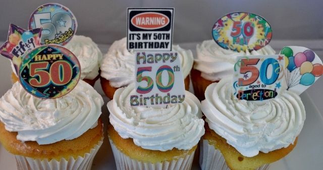 Edible Birthday Cake Decorations
 50th Happy Birthday 50 Years Edible Cupcake Toppers Cup