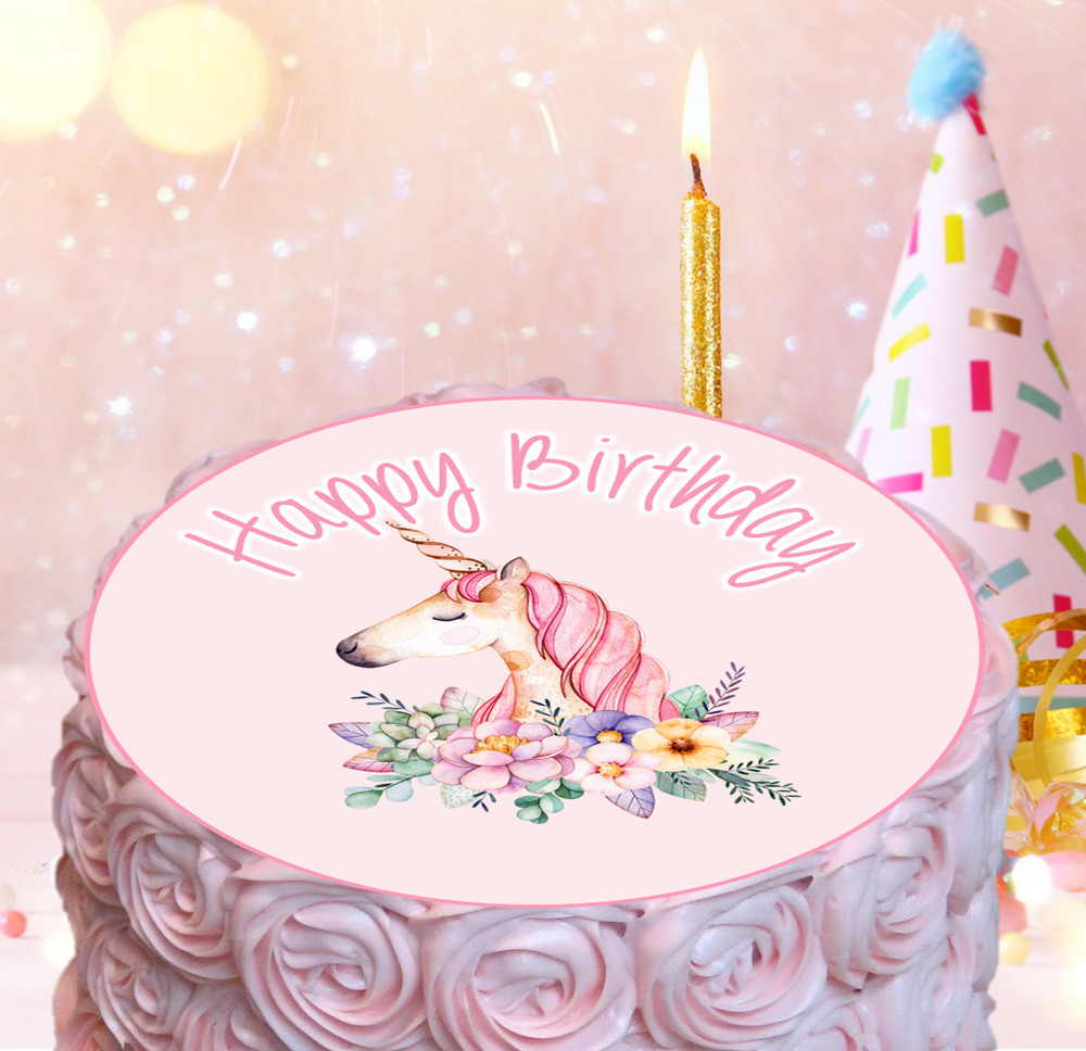 Edible Birthday Cake Decorations
 Pink Unicorn Edible Cake Topper Decoration Girl Baby