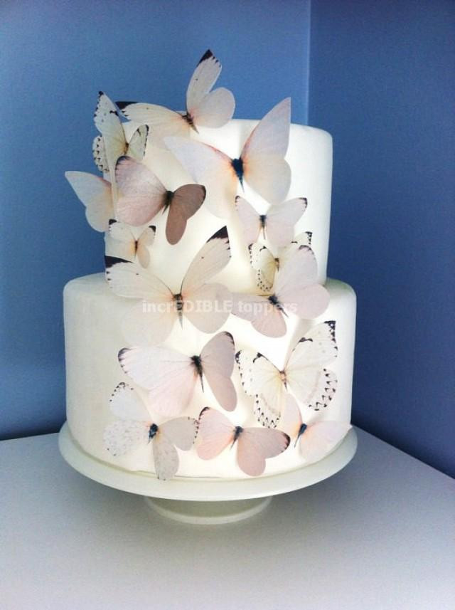 Edible Birthday Cake Decorations
 Wedding CAKE TOPPER Edible Butterflies In Ivory Cream
