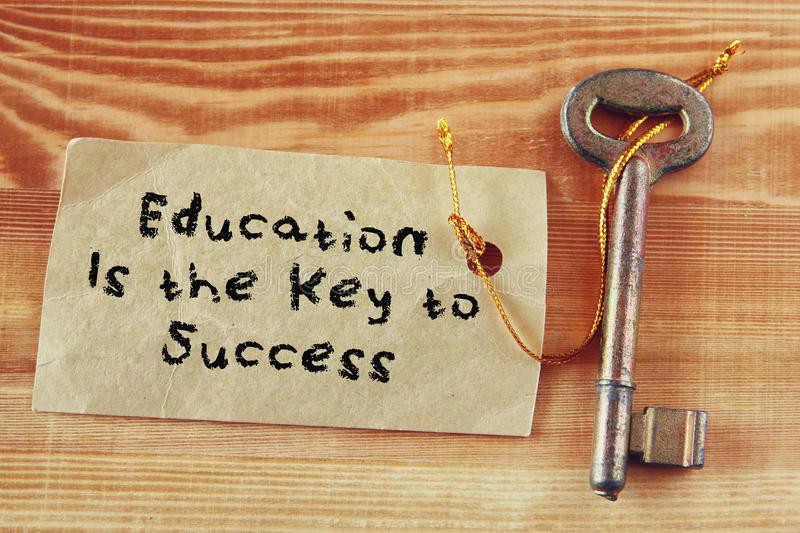 Education Is The Key Quote
 Top View Image Key With Note And The Phrase Education