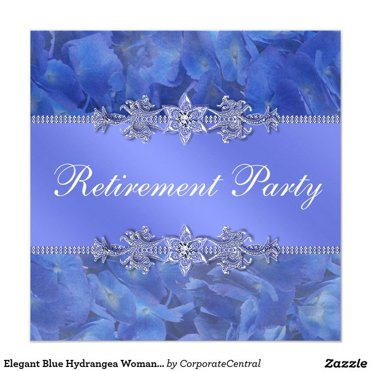 Elegant Retirement Party Ideas
 Elegant Blue Hydrangea Womans Retirement Party Card