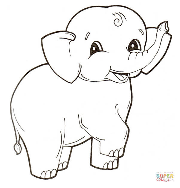 Elephant Coloring Book
 Cute Baby Elephant coloring page