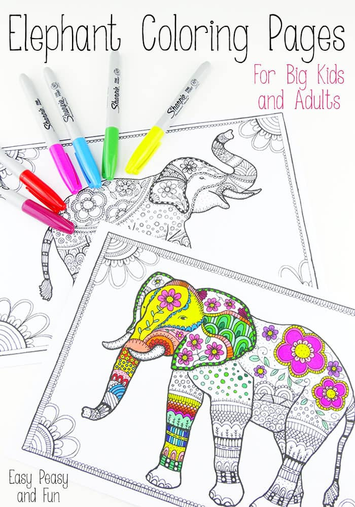 Elephant Coloring Book For Adults
 Free Elephant Coloring Pages for Adults Easy Peasy and Fun